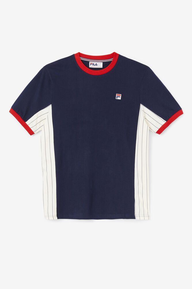 Fila T-Shirt Mens Navy - Warner - Philippines 2907568-MU